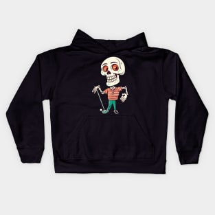 Bone to Tee Funny Golfing Skeleton Golfer Halloween Pattern Kids Hoodie